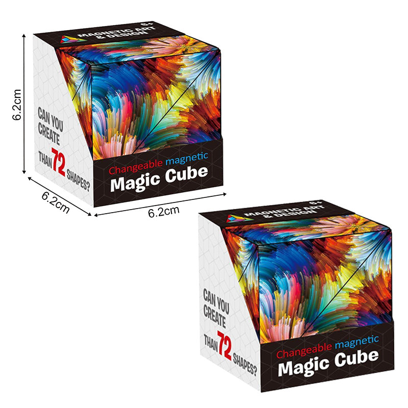 3D Changeable Geometric Magnetic Magic Cube, Hand Flip Variety Puzzle Cube Fidget Toy