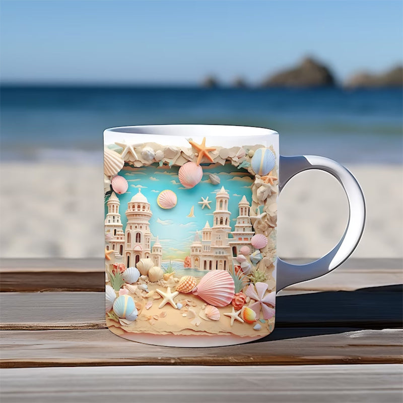 3D Ocean Beach Break Through Theme Coffee Mug