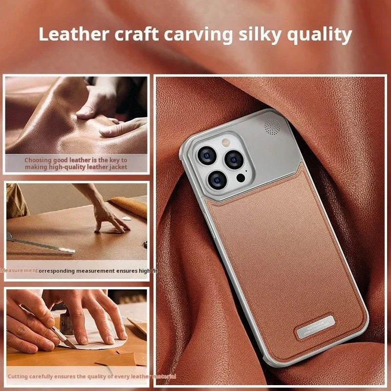 Luxury Leather Titanium Case For iPhone With Magsafe