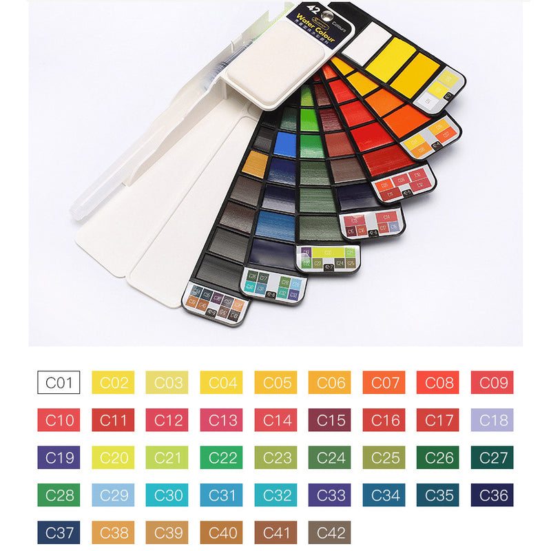 Solid Gouache Pigment Palette Handy Watercolor Travel Kit