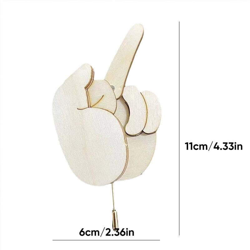 Funny Wooden Finger Brooch Middle Finger Pin DIY Kit