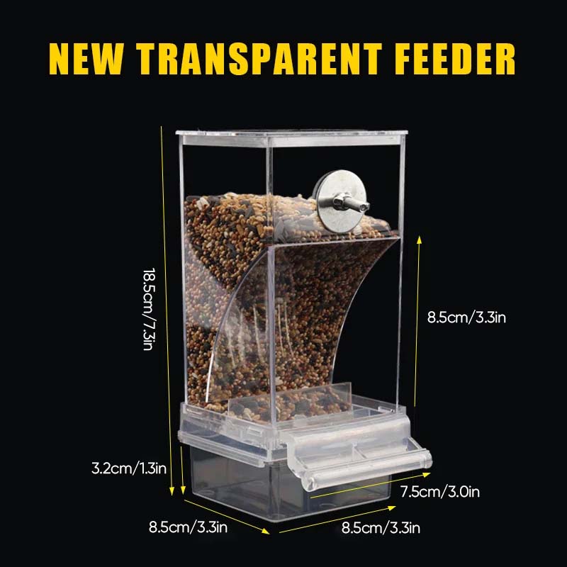 Automatic No-Spill Transparent Bird Feeder for Small and Medium Parakeets