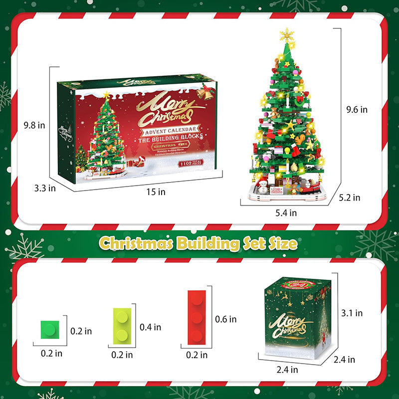 24 Days Countdown Advent Calendar, Christmas Tree Building Toy Set