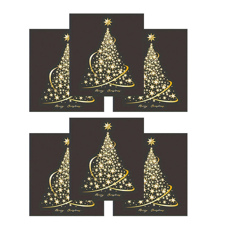 Golden Christmas Tree Window Clings Stickers for Glass