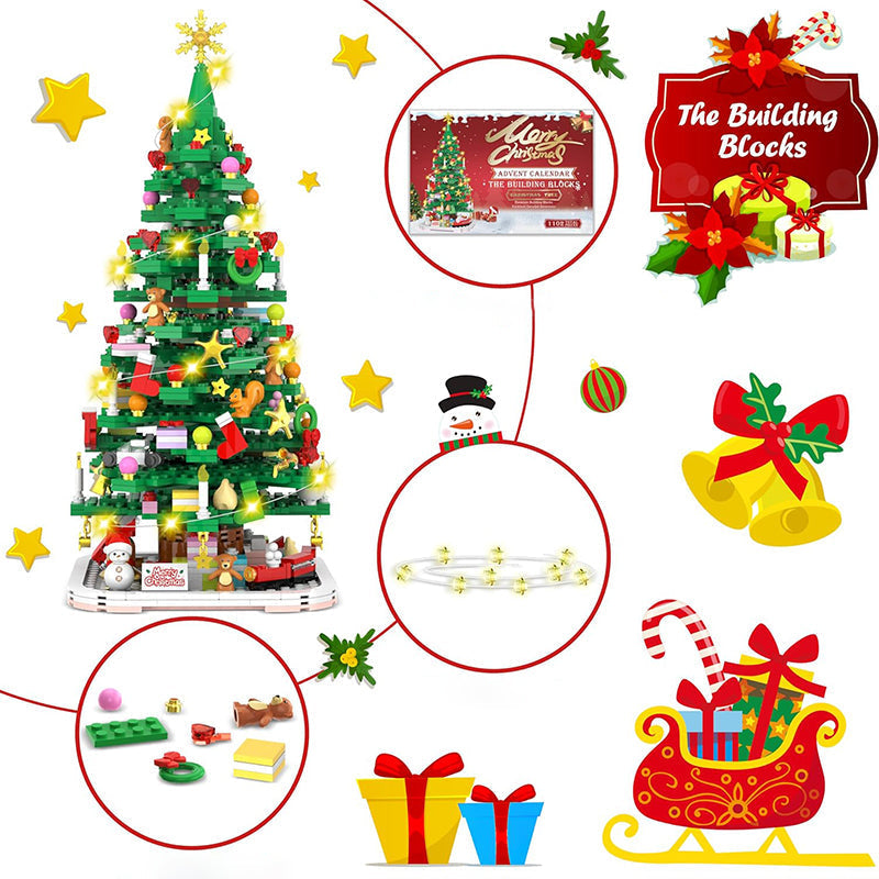 24 Days Countdown Advent Calendar, Christmas Tree Building Toy Set