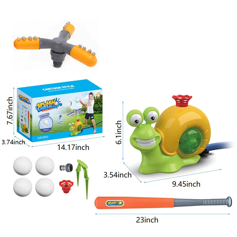 2 in 1 Outdoor Yard 360°Roating Spray Water Sprinkler Baseball Toy with 4 Baseballs