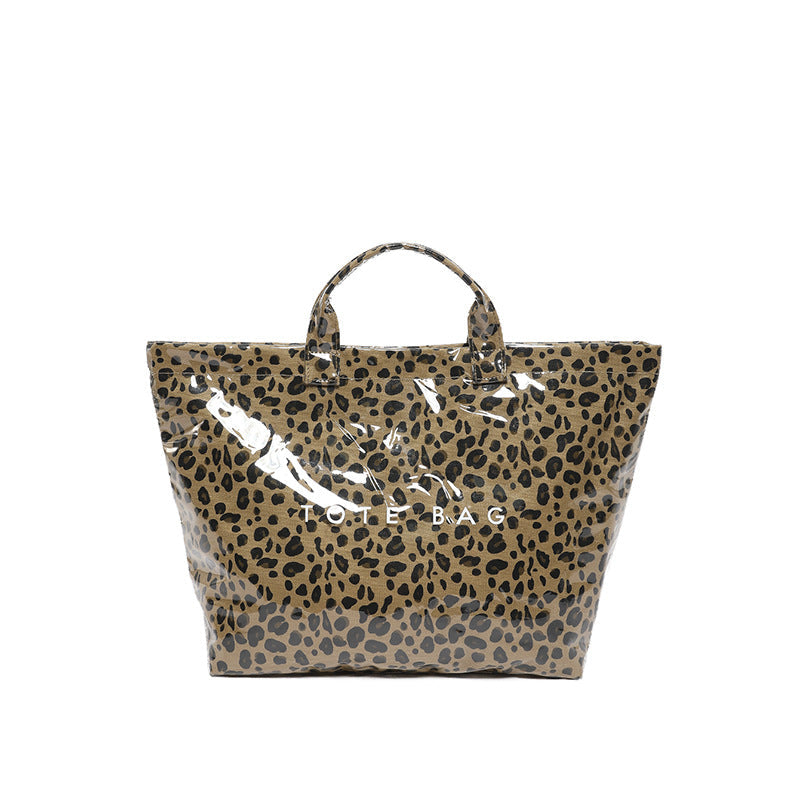 Large Capacity Leopard Jelly Tote Bag With PVC Handle