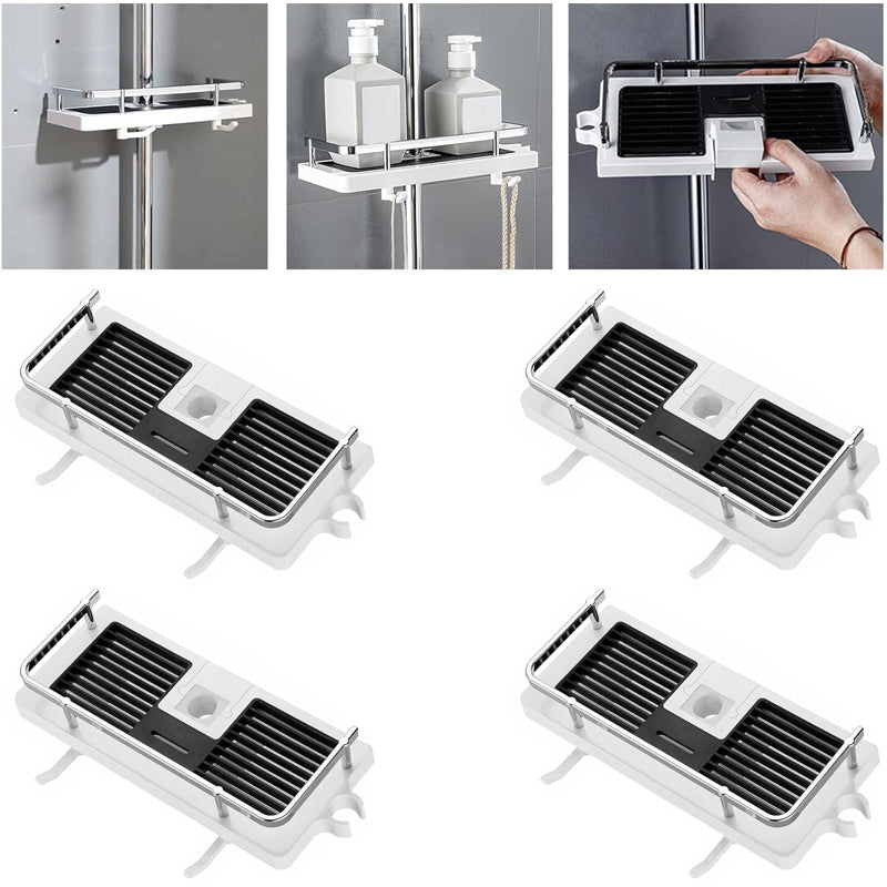 No Drilling Bathroom Pole Shower Storage Rack Holder