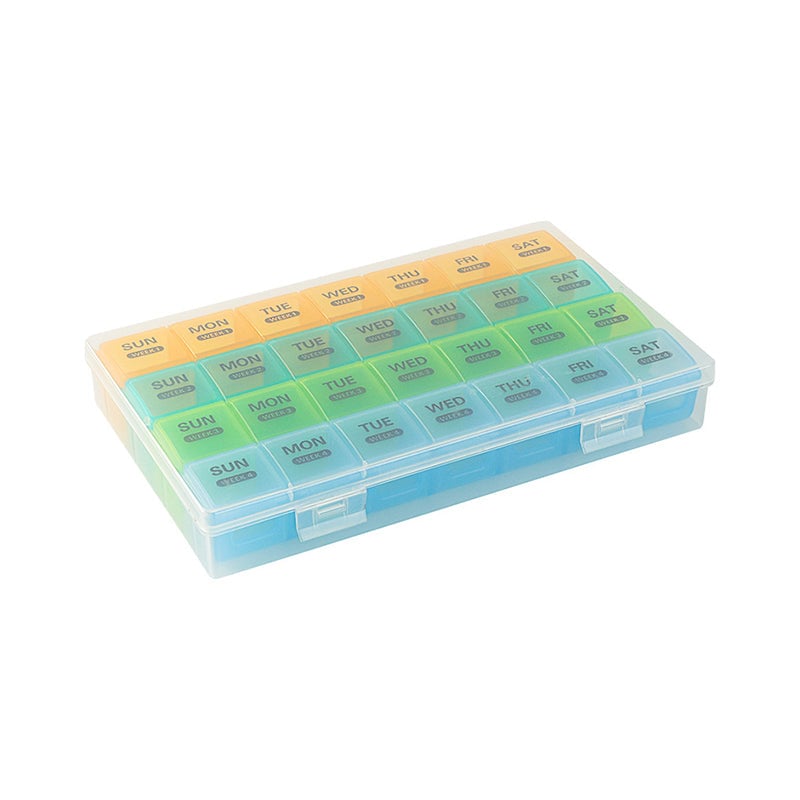 Portable Multicolour Weekly Monthly Pill Organizer, 2 Times A Day Pill Box