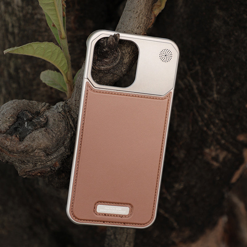 Luxury Leather Titanium Case For iPhone With Magsafe