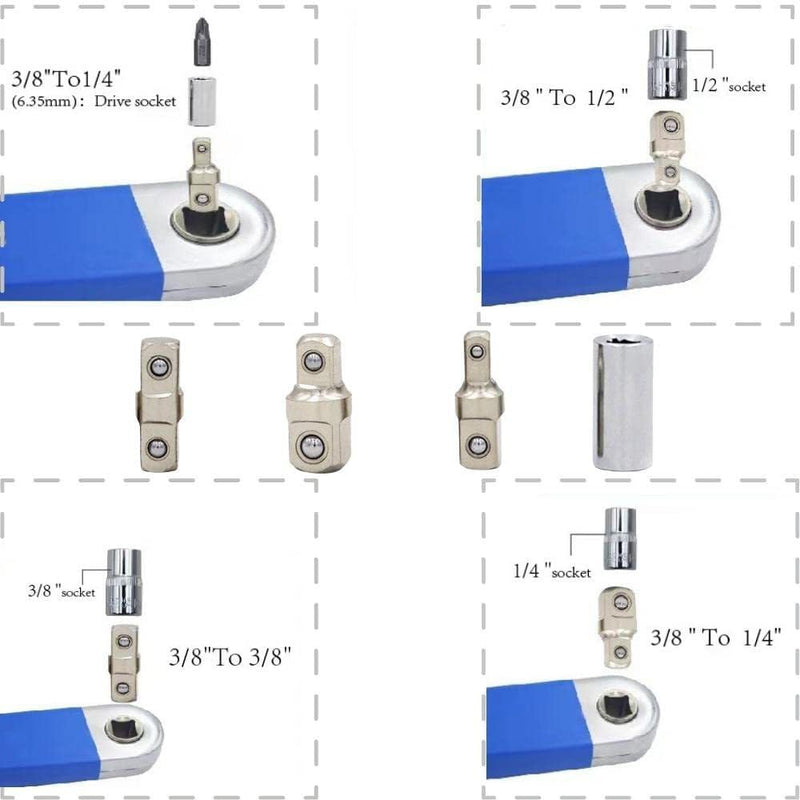 Offset Extension Wrench With 1/2",1/4" And 3/8" Drive Adapters