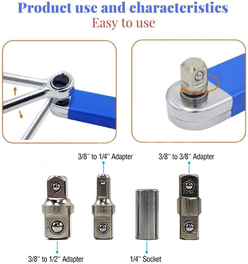 Offset Extension Wrench With 1/2",1/4" And 3/8" Drive Adapters