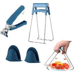 Kitchen Anti-Scalding Set, Hot Plate Gripper & Stainless Steel Bowl Clip & Silicone Gloves