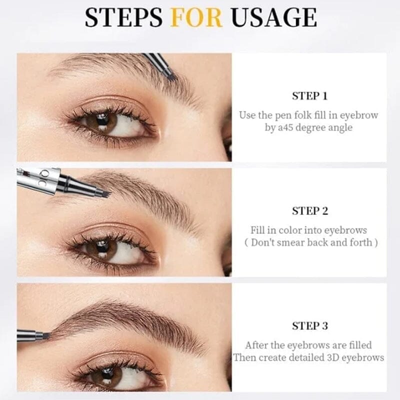 3D Waterproof  Microblading Eyebrow Pen with 4 Fork Tip