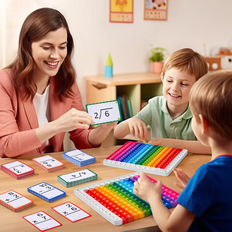 Math Flash Cards and Pop Fidget Chart, Push Bubble Number Table Chart Sensory Toy