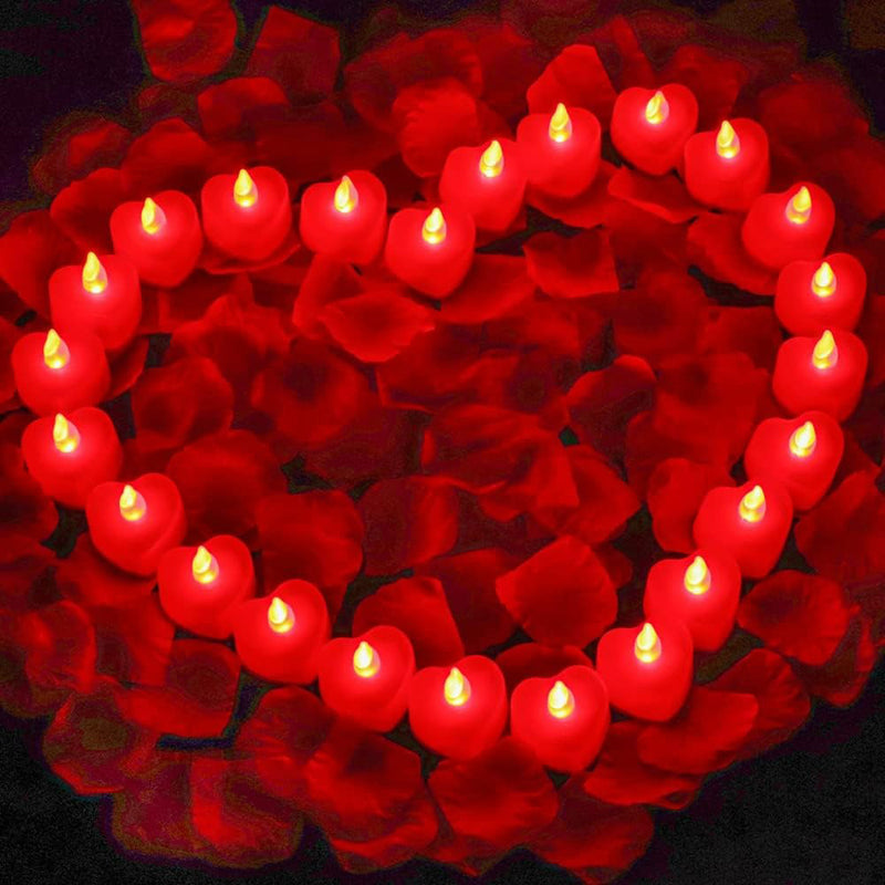 24pcs Romantic LED Heart-shaped Electronic Flameless Candle Lights