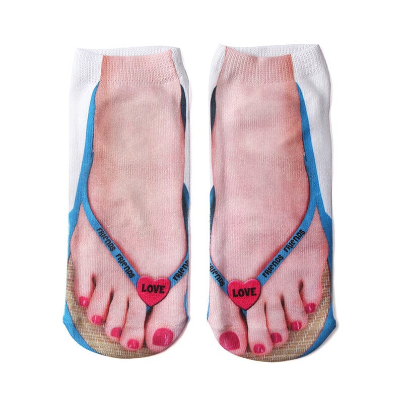 Funny 3D Pattern Flip Flop Manicure Print Socks