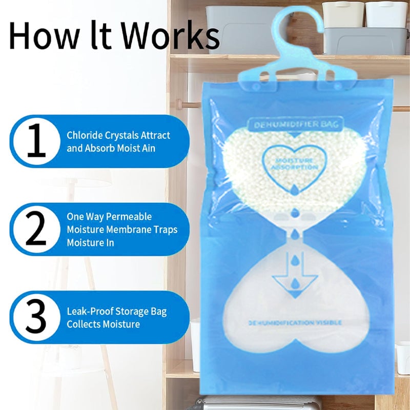 Hanging Interior Wardrobe Dehumidifier, Hanging Moisture Absorber Bags