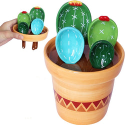 Prickly Cacti Measuring Set, Ceramic Measuring Spoons and Cups