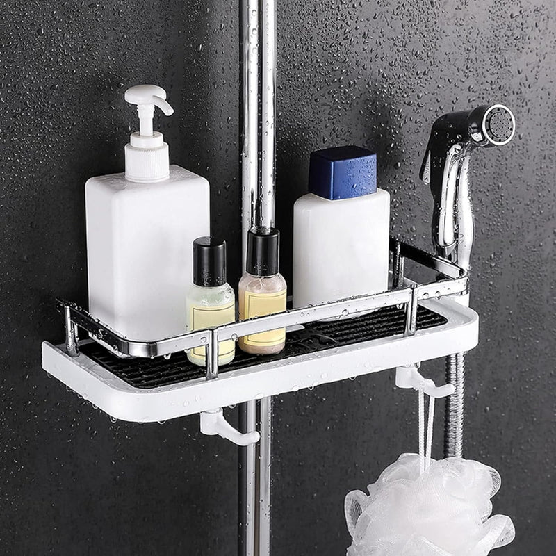 No Drilling Bathroom Pole Shower Storage Rack Holder