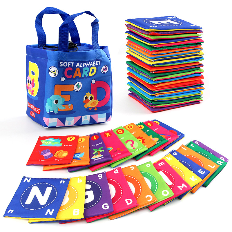 26Pcs Soft ABC Alphabet Flash Cards with Storage Bag, Early Learning Enlightenment Toy for Toddlers