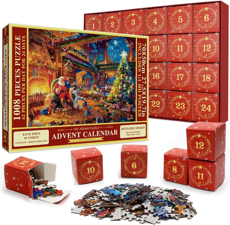 Christmas Advent Calendar Jigsaw Puzzle Blind Box 1000/1008pcs