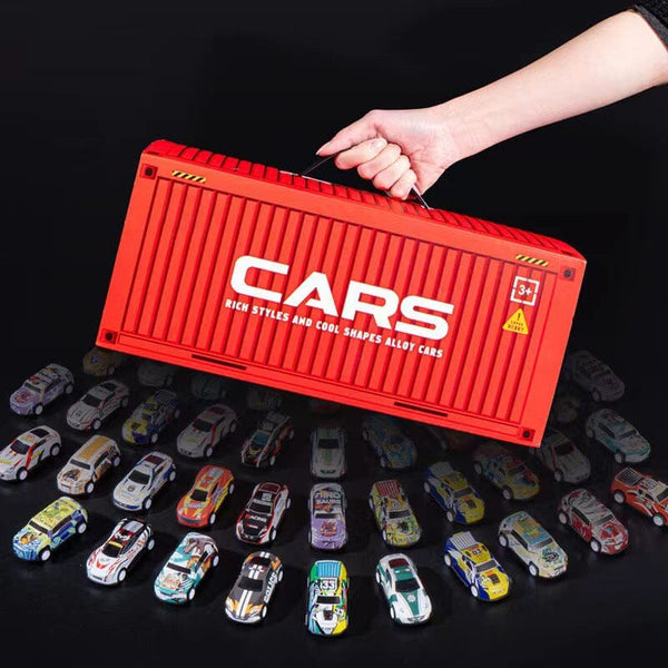 48Pcs Storage Box Pull Back Race Alloy Cars Toy Set