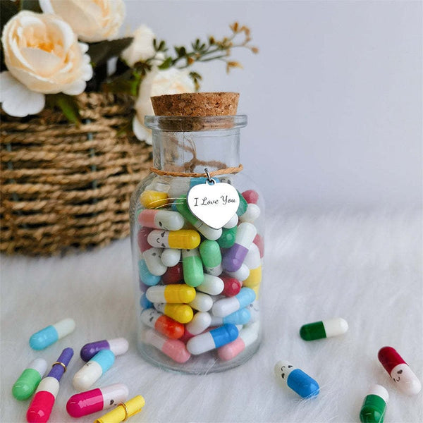 Mixed Color Capsule Letters Message In Glass Bottles