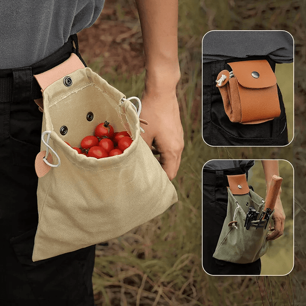 Foldable Canvas Belt Bag Foraging Pouch