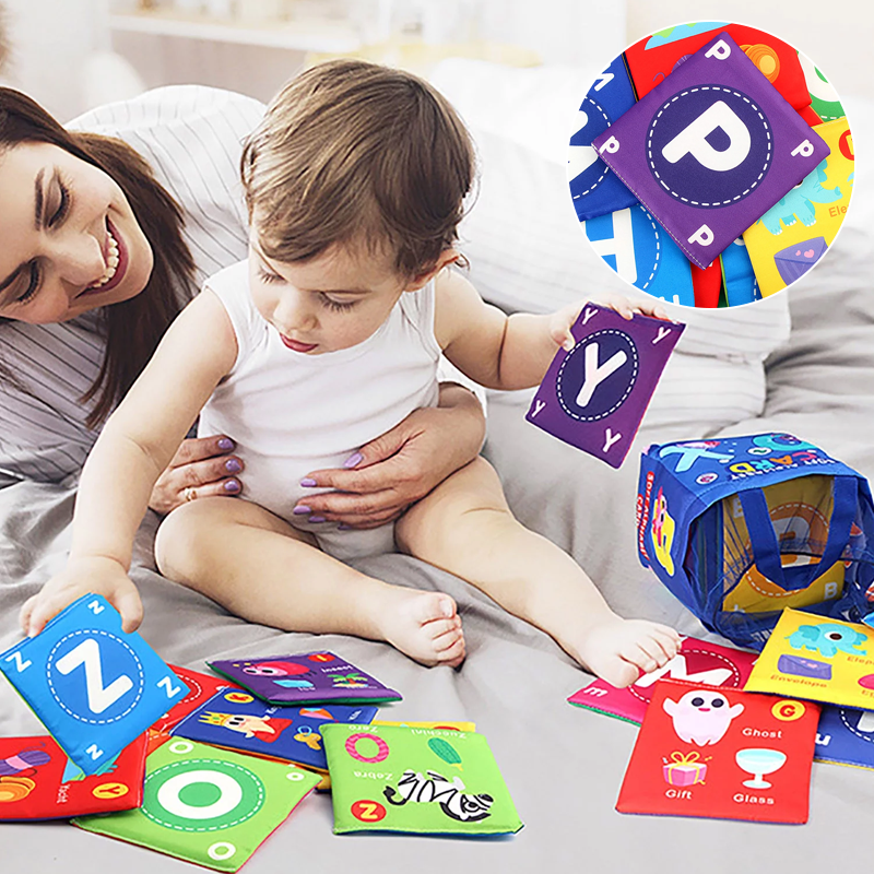 26Pcs Soft ABC Alphabet Flash Cards with Storage Bag, Early Learning Enlightenment Toy for Toddlers