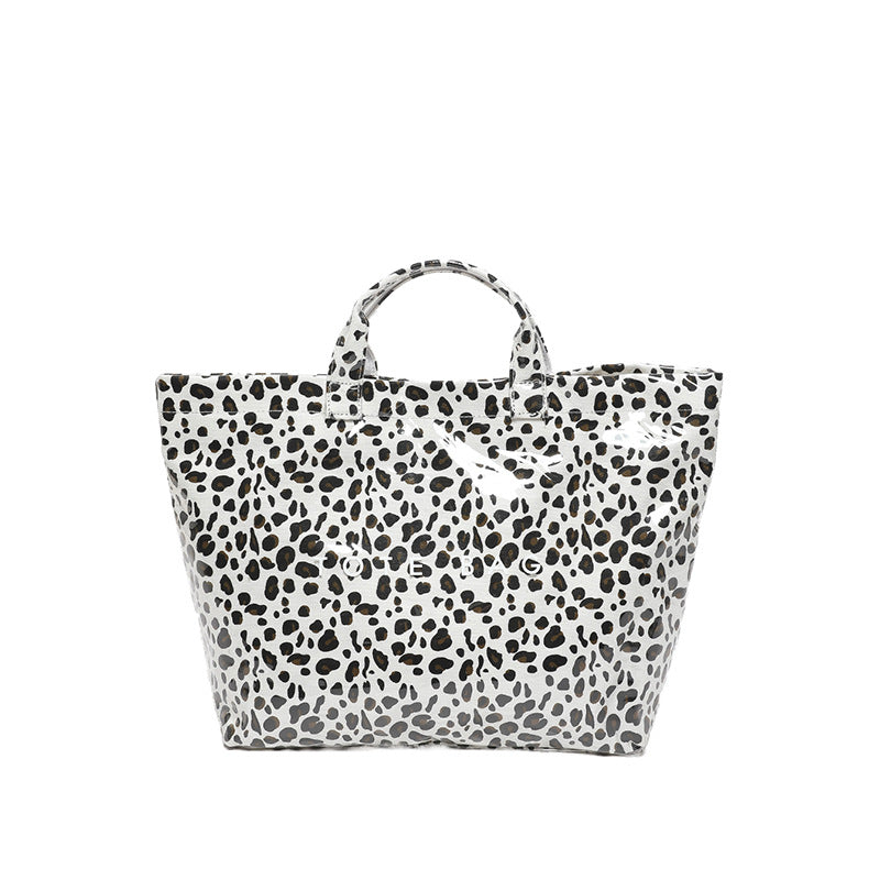 Large Capacity Leopard Jelly Tote Bag With PVC Handle