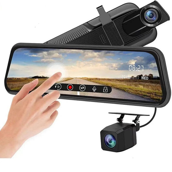 10" Mirror Dash Cam Front and Rear Camera Night Vision 1080P Touch Screen Car Recorder