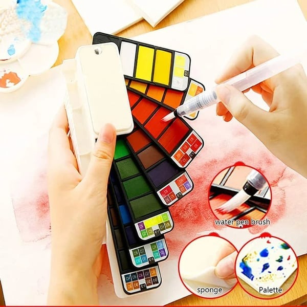 Solid Gouache Pigment Palette Handy Watercolor Travel Kit