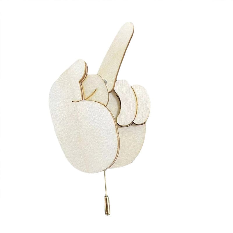 Funny Wooden Finger Brooch Middle Finger Pin DIY Kit