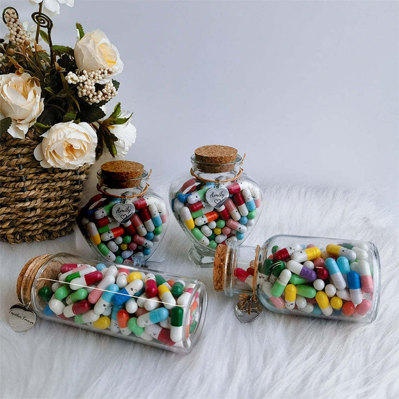 Mixed Color Capsule Letters Message In Glass Bottles