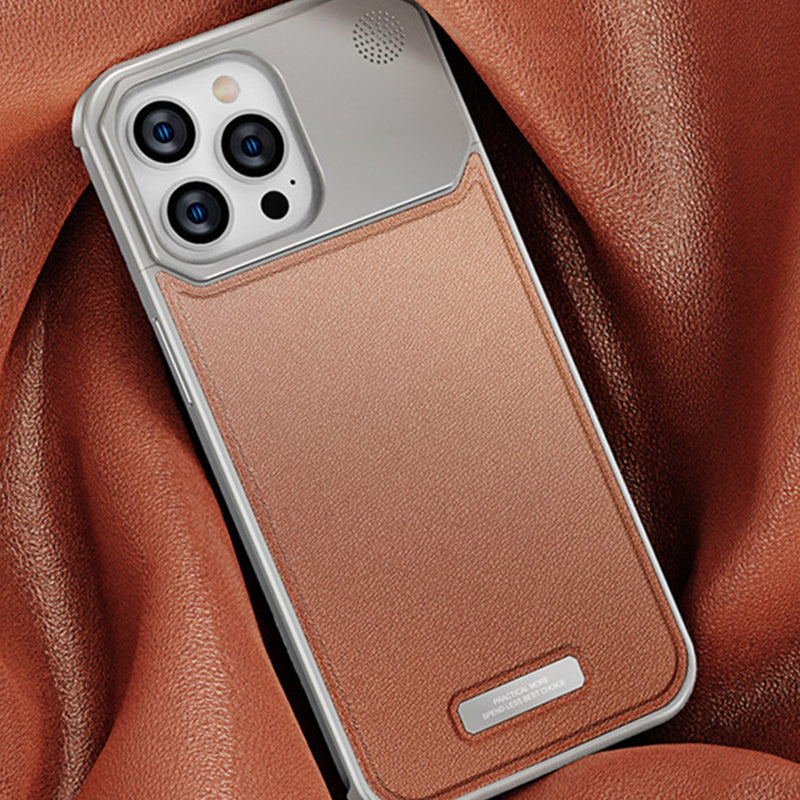 Luxury Leather Titanium Case For iPhone With Magsafe