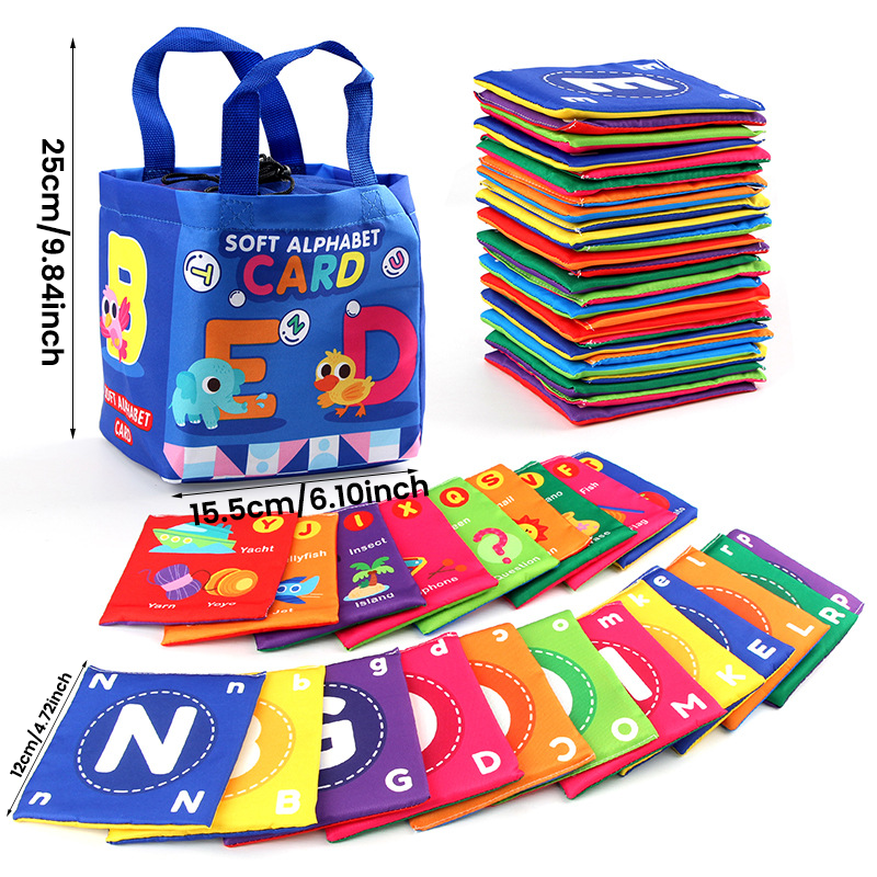 26Pcs Soft ABC Alphabet Flash Cards with Storage Bag, Early Learning Enlightenment Toy for Toddlers