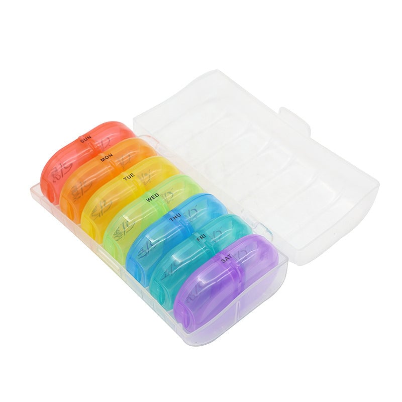 Portable Multicolour Weekly Monthly Pill Organizer, 2 Times A Day Pill Box