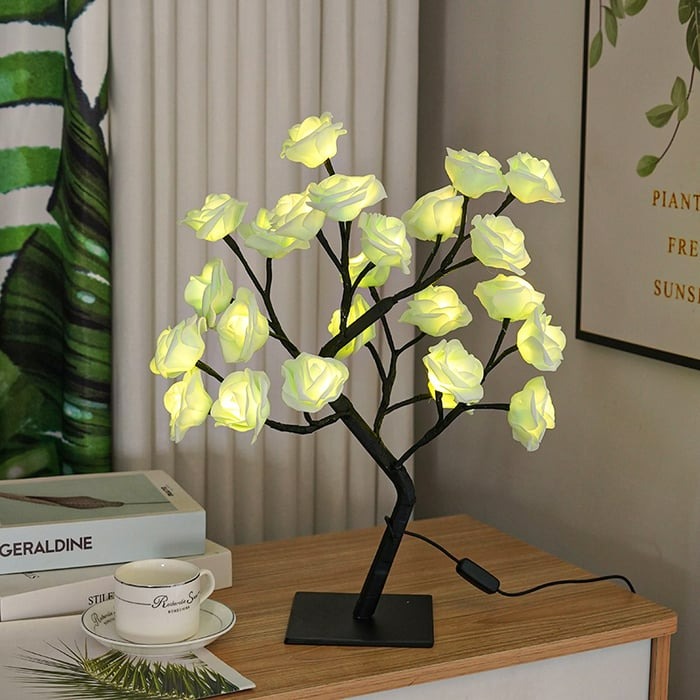 Tabletop Rose Flower Tree Lamp