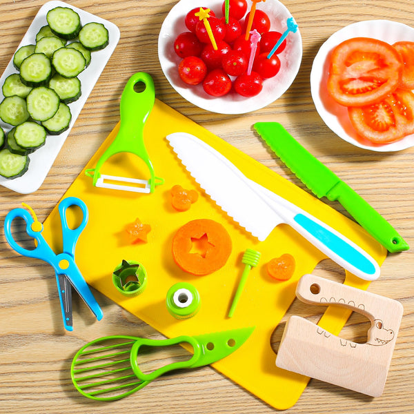 46pcs Toddler Montessori Safe Knives Kitchen Tools Veggies Cooking Sets Educational Toys