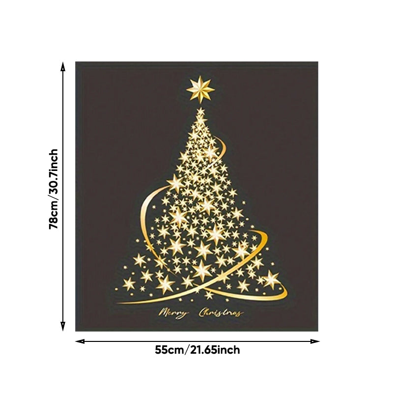 Golden Christmas Tree Window Clings Stickers for Glass