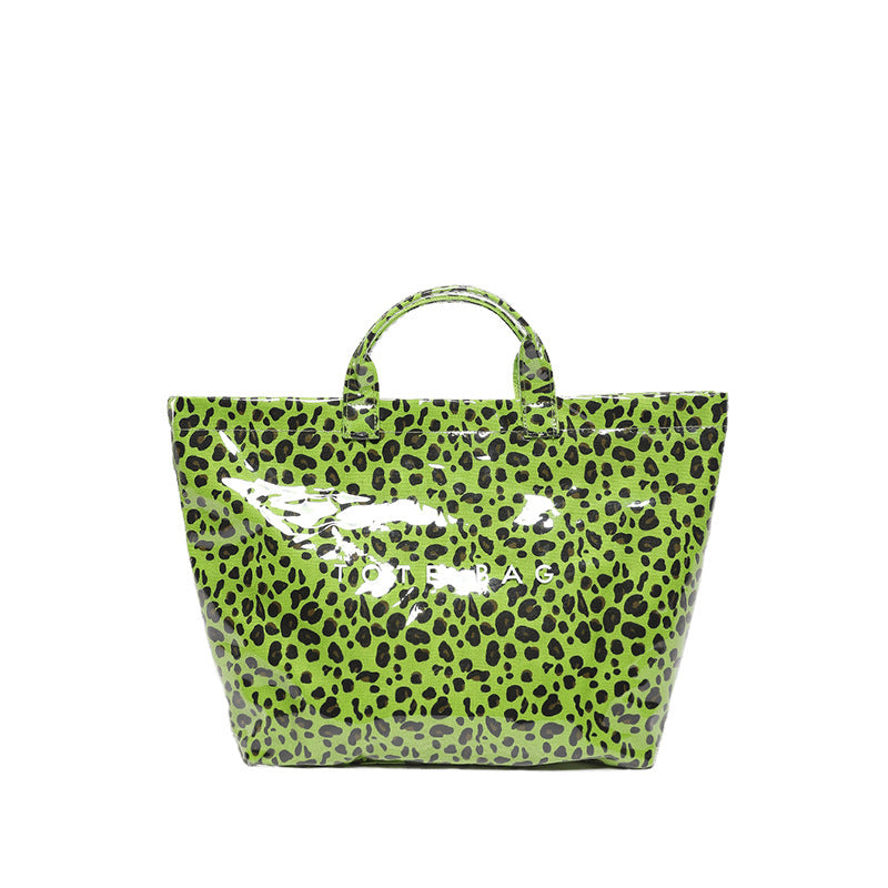 Large Capacity Leopard Jelly Tote Bag With PVC Handle