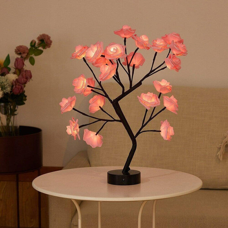 Tabletop Rose Flower Tree Lamp