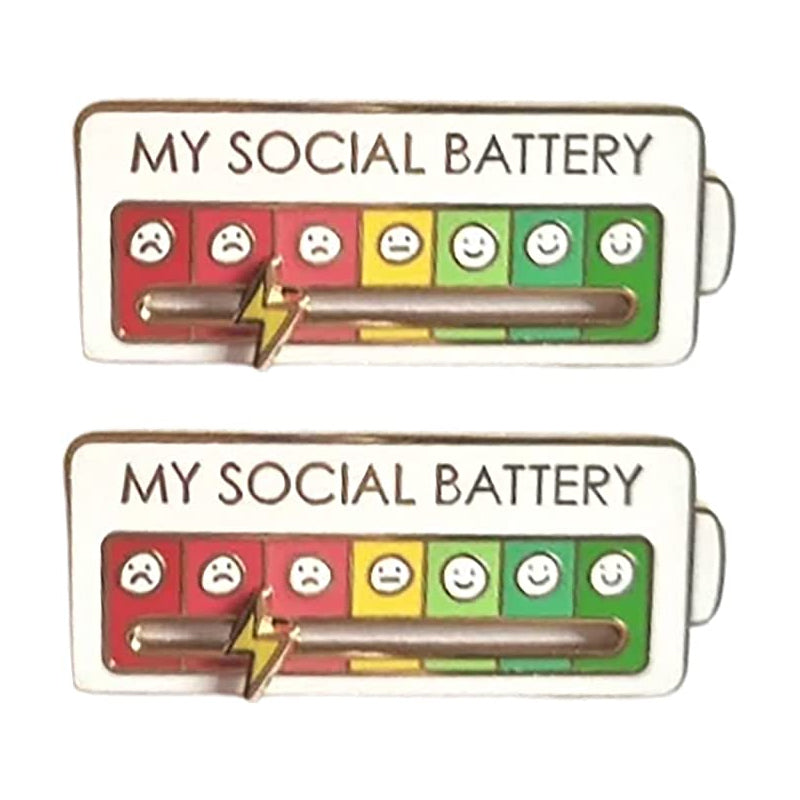 Interactive Mood Pins Social Battery Brooch