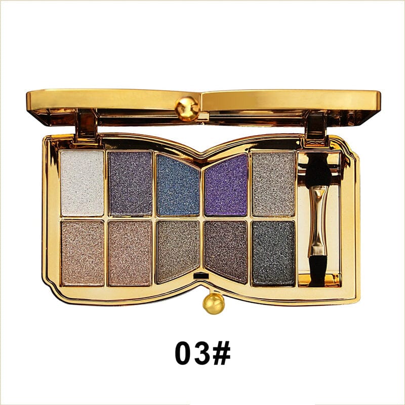 10 Colors Cream Shiny Eyeshadow Palette With Brush