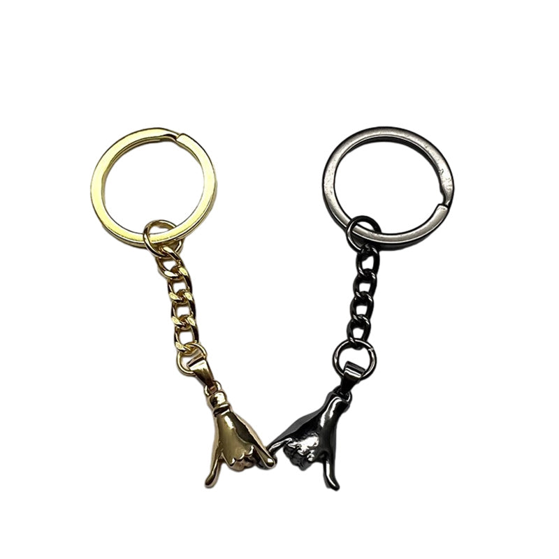 Promise Never to Be Apart Pull Hook Finger Couple Matching Keychains