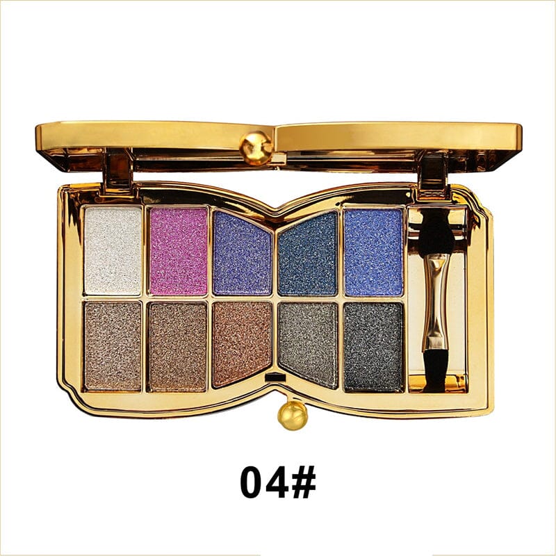 10 Colors Cream Shiny Eyeshadow Palette With Brush