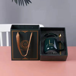 Large-Capacity Ceramic Mug with Lid and Spoon Coffee Cup Gift Set