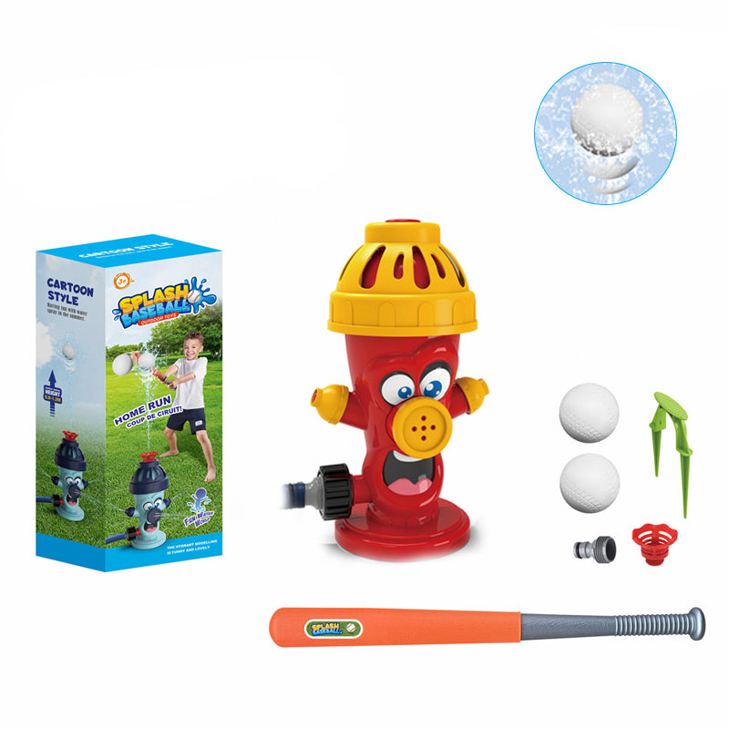 2 in 1 Outdoor Yard 360°Roating Spray Water Sprinkler Baseball Toy with 4 Baseballs