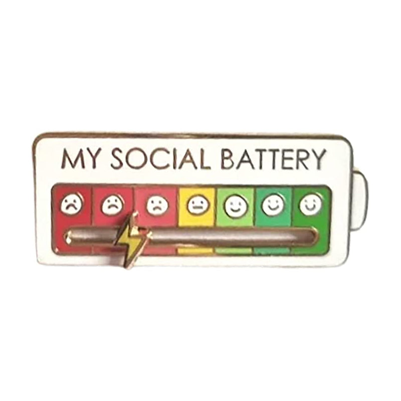 Interactive Mood Pins Social Battery Brooch